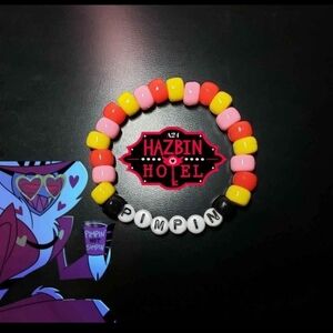 Hazbin Hotel Inspired Handmade Beaded Kandi Bracelet 'Pimpin' Valentino